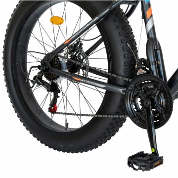 Bicicleta Fat-Bike Wolf 26 inch Velors V2605D cadru gri cu portocaliu