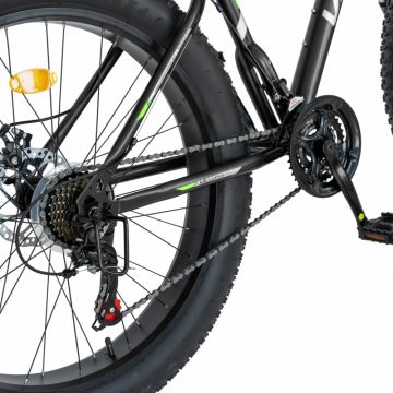 Bicicleta Fat-Bike Wolf 26 inch Velors V2605D cadru negru cu albverde
