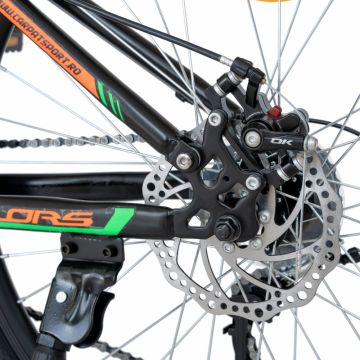 Bicicleta MTB-HT Shimano Tourney TZ500D 21 viteze 26 inch Velors V2660D portocaliu cu verde