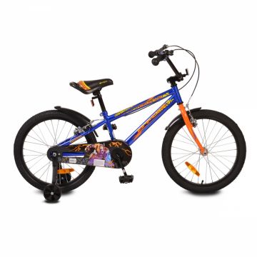 Bicicleta pentru baieti cu roti ajutatoare Byox Master Prince Blue 20 inch