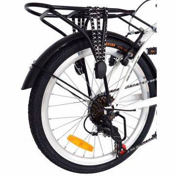 Bicicleta pliabila Shimano Revoshift Tourney 20 inch Velors V2057A alb cu design negrualbastru