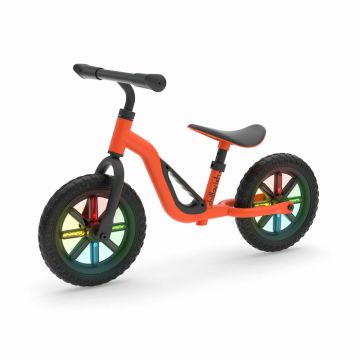 Bicicleta de echilibru, Chillafish, Charlie Glow, Usoara, Cu ghidon si sa reglabile, Cu spite luminoase, Greutate 2.5 Kg, Cu roti din spuma EVA, 10 inch, Pentru 18 luni - 48 luni, Orange