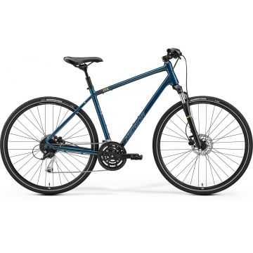 Bicicleta de Trekking/Oras Barbati Merida Crossway 100 Albastru/Argintiu/Lime 22/23