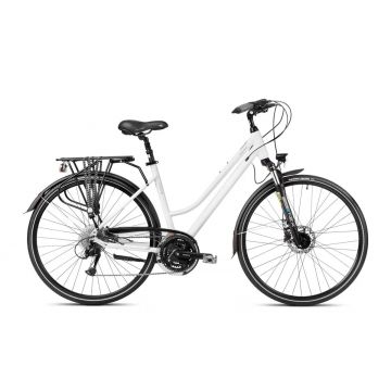 Bicicleta de Trekking/Oras pentru femei Romet Gazela 5.1 Alb/Argintiu 2023