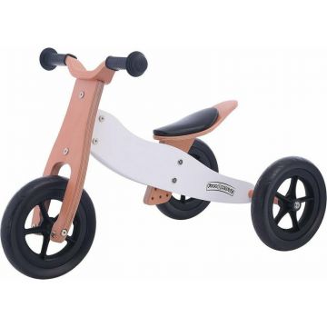 Bicicleta/tricicleta fara pedale, Free2Move, Din lemn, 2 in 1, Functie de bicicleta echilibru, Sa reglabila, Manere antiderapante, Roti ajustabile, 18 luni - 3 ani, Brown White
