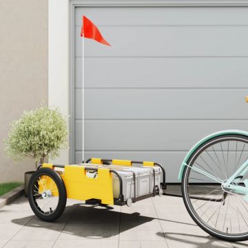 vidaXL Remorcă de bicicletă pentru marfă galben textil oxford și fier