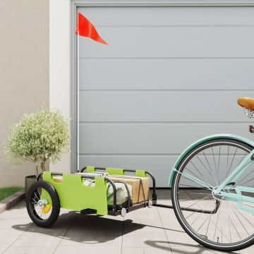 vidaXL Remorcă de bicicletă, verde, textil oxford și fier
