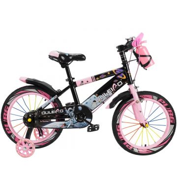 Bicicleta copii 3-5 ani, cu roti ajutatoare, Action One Kiddo, 12 inch, Roz