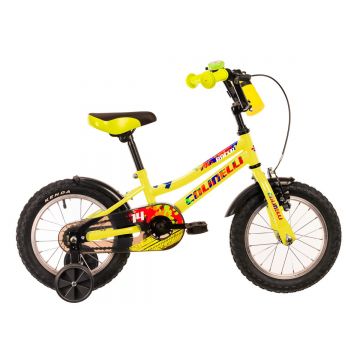 Bicicleta Copii Colinelli COL01, 1 Viteze, Cadru Otel, Marimea 180 mm, Roti 14 inch, Frane V - Brake, Culoare Verde