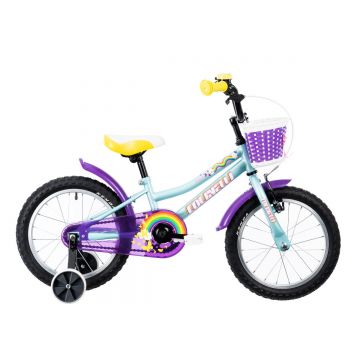 Bicicleta Copii Colinelli COL02, 1 Viteze, Cadru Otel, Marimea 200 mm, Roti 16 inch, Frane V - Brake, Culoare Turcoaz