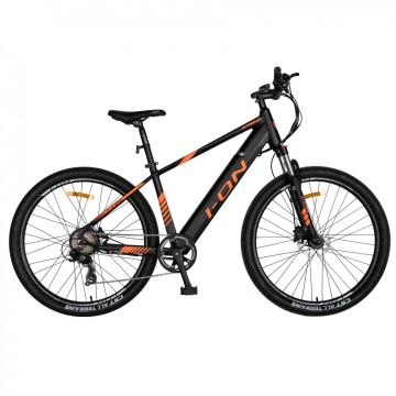 Bicicleta electrica  I-ON  (E-BIKE) 27.5   I1006E, cadru aluminiu, frane mecanice disc, echipare SHIMANO 21 viteze, culoare negru portocaliu