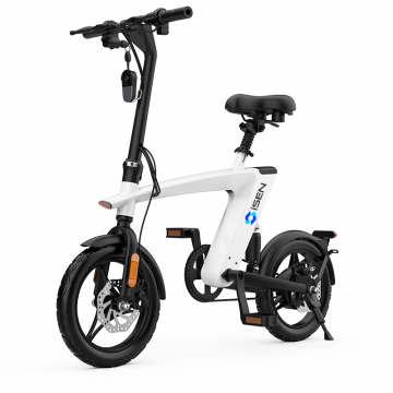 Bicicleta electrica iSEN H1 Flying Fish, 250 W, Autonomie 35 Km, Viteza maxima 25 Km/h, Alb