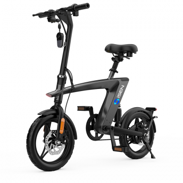 Bicicleta electrica iSEN H1 Flying Fish, 250 W, Autonomie 35 Km, Viteza maxima 25 Km/h, Negru