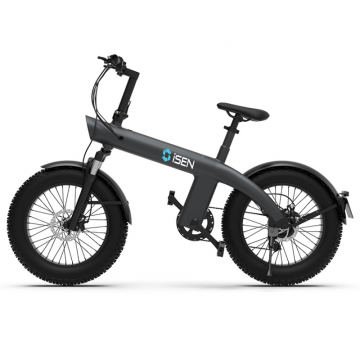 Bicicleta electrica iSEN Q3 Fat Bike, 750 W, Autonomie 40 Km, Viteza maxima 32 Km/h, Gri