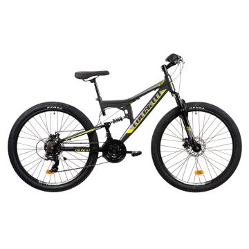 Bicicleta MTB Colinelli COL43, Schimbator Shimano Tourney Revo Shifter, 21 Viteze, Cadru Aluminiu, Marimea M, Roti 27.5 inch, Frane pe Disc, Culoare Gri