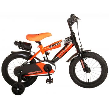 Bicicleta pentru baieti Volare Sportivo, 14 inch, culoare Portocaliu neon   Negru, frana de mana + contra