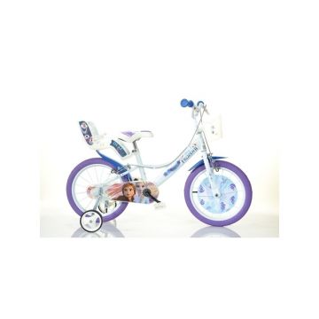 Dino Bikes - Bicicleta cu pedale , Disney Frozen, 16 , Cu roti ajutatoare, Multicolor