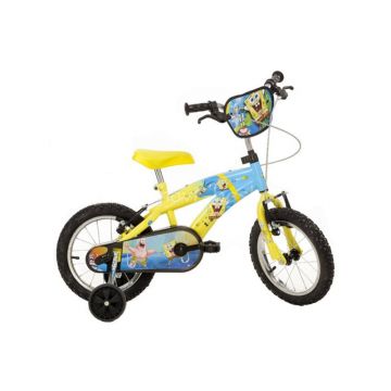 Dino Bikes - Bicicleta cu pedale , Sponge Bob, 16 , Cu roti ajutatoare, Multicolor