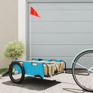 vidaXL Remorcă bicicletă pentru marfă, albastru, textil oxford și fier