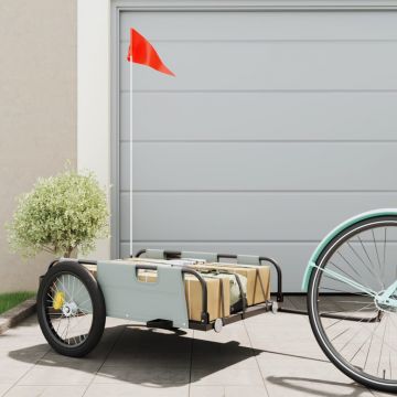 vidaXL Remorcă de bicicletă, gri, textil oxford și fier