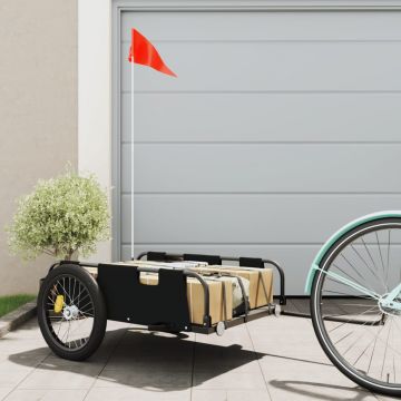 vidaXL Remorcă de bicicletă, negru, textil oxford și fier