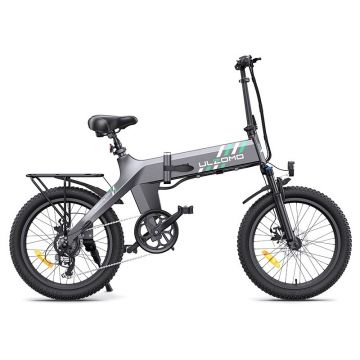 Bicicleta electrica pliabila Ulzomo Ridge 20 E-bike, 250W, 36V 15.6Ah, autonomie 60km, viteza maxima 25km/h, Grey, 20''