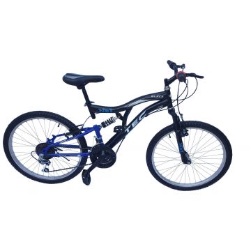 Bicicleta MTB copii Tec Black full suspensie, roata 24  , culoare negru albastru