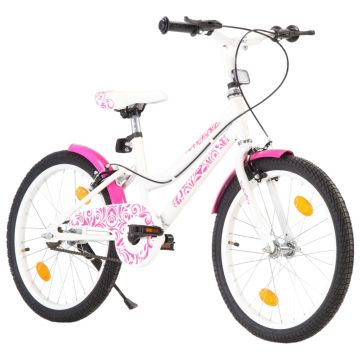Bicicletă pentru copii roz și alb 20 inci