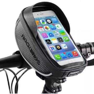 Geanta bicicleta cu husa pentru telefon Rockbros 010-4BK, Capacitate 1L, Negru