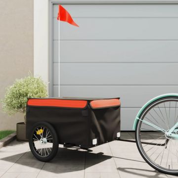 Remorcă de marfă pentru biciclete negru/portocaliu 45 kg fier