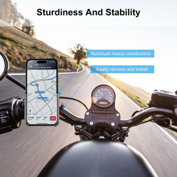 Suport bicicleta pentru telefon Puluz PU8501B, rotire la 360 grade, compatibil cu majoritatea telefoanelor, Negru