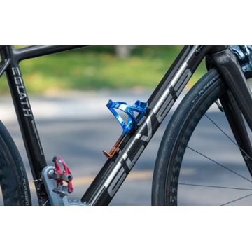 Suport bidon apa pentru bicicleta Rockbros KR03-BC, Policarbonat, Albastru/Auriu