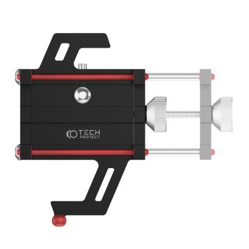 Suport universal bicicleta TECH-PROTECT V1, Rotire 360 grade, Aluminiu, Negru/Rosu