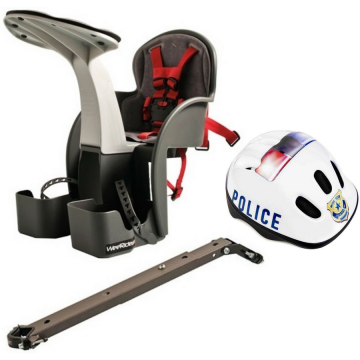 WeeRide Set Scaun bicicleta copii, Pozitie montare Centru, 15 Kg si Casca Protectie XS 44-48 Police WeeRide WR01SKPL