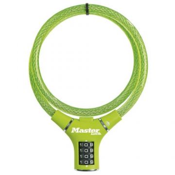 Antifurt Master Lock cablu impletit cu cifru 900 x 12mm Verde