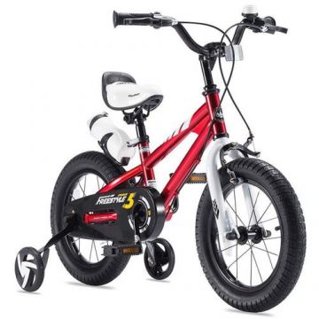 Bicicleta Copii RoyalBaby Freestyle, Roti 16inch, frana U-Brake, cadru otel, roti ajutatoare (Rosu)