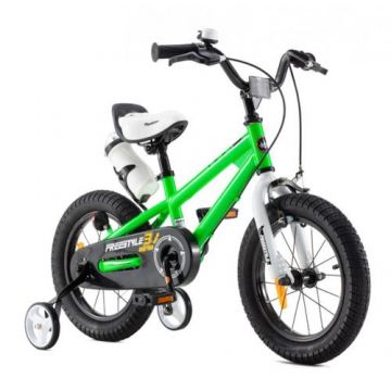 Bicicleta Copii RoyalBaby Freestyle, Roti 16inch, frana U-Brake, cadru otel, roti ajutatoare (Verde)