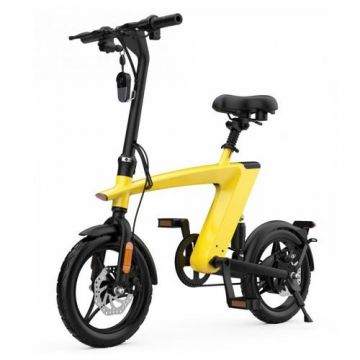 Bicicleta electrica iSEN H1 Flying Fish, Viteza maxima 25Km/h, Autonomie full electric 25 - 35Km, Motor 250W, IP54, roti 14inch (Galben)