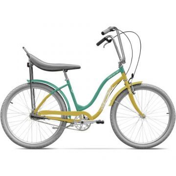Bicicleta Pegas Strada 2, 26 inch, cadru aluminiu (Verde/Auriu)