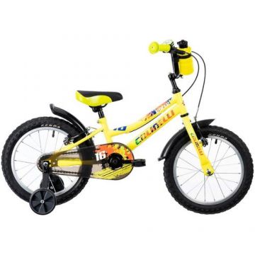 Bicicleta Copii Colinelli 1601, 1 Viteze, Cadru Otel, Marimea 200 mm, Roti 16inch, Frane V - Brake (Galben)