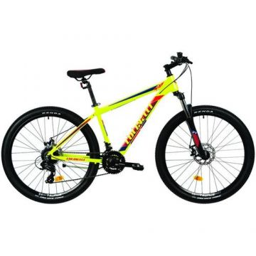 Bicicleta MTB Colinelli 2725, Schimbator Shimano ST-EF500 EZ-FIRE PLUS, 24 Viteze, Cadru Aluminiu, Marimea M, Roti 27.5inch, Frane pe Disc (Galben)