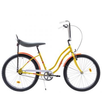 Bicicleta Pegas Strada 2 26 inch, Otel, 1S (Galben/Rosu)