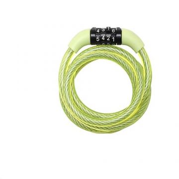 Antifurt MasterLock 1.2M X 8MM cablu spiralat cu cifru, Verde