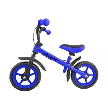 Bicicleta cu echipament protectie si frana de mana, Fara pedale, Pentru copii 2-6 ani, 12 inch, Albastra