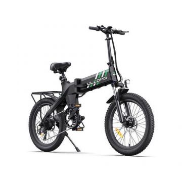 Bicicleta electrica pliabila Ulzomo Ridge 20 E-bike, 250W, 36V 15.6Ah, autonomie 60km, viteza maxima 25km/h, roti 20'' (Negru)