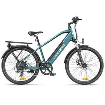 Bicicleta electrica Ulzomo Metro 26 E-bike, 250W, 36V 17Ah, autonomie 100km, viteza maxima 25km/h, roti 26'' (Verde)