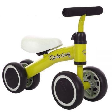 Mini bicicleta cu 4 roti, fara pedale pentru copii intre 12 si 36 de luni, Galbena, Tricicleta