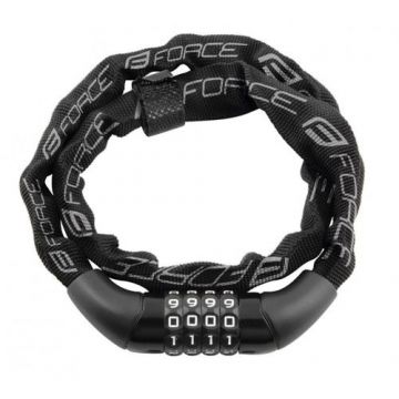 Antifurt Force Chain cu cifru 120cm/4mm negru