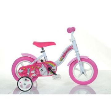 Bicicleta copii 2-3 ani, 10 inch, Cu Maner Pentru Parinti Unicorn  Un, Dino Bikes DN108LUN