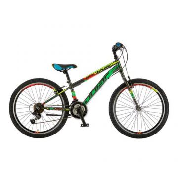 Bicicleta Copii Polar Sonic, 24inch, Frane V-Brake, 18 viteze (Gri/Verde/Rosu)